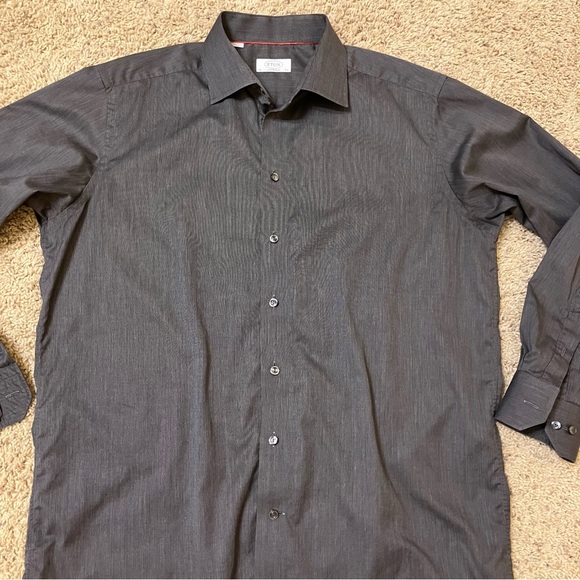 ETON Contemporary Shirt CHARCOAL Long Sleeve COTTON - Sz 17.5 (44) Excellent! - Picture 2 of 16